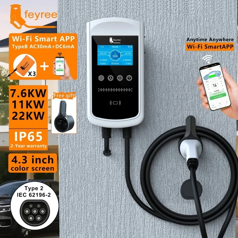 Wallbox Ev - Feyree Typ2 EV-Ladegerät 32A 7,6KW Ladestation